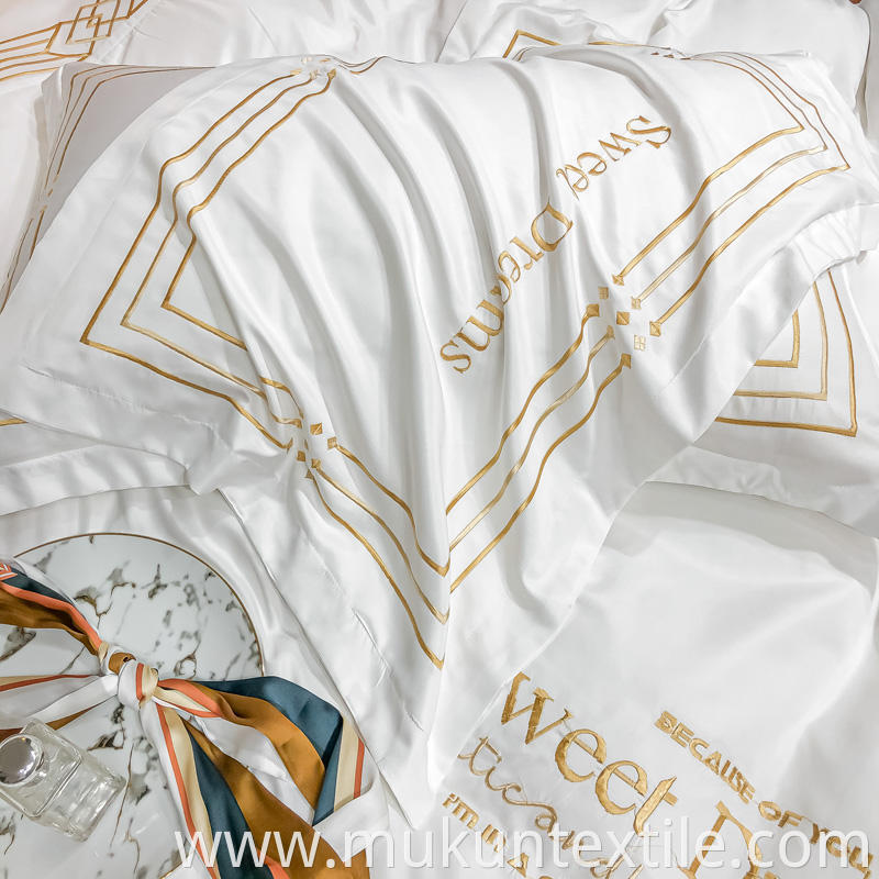 Washed Silk Embroidery Bedding Set